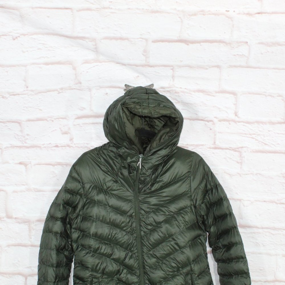 Under Armour Green Polyester Zip ColdGear Hooded Quilted Long Jacket Size M - Picture 2 of 12